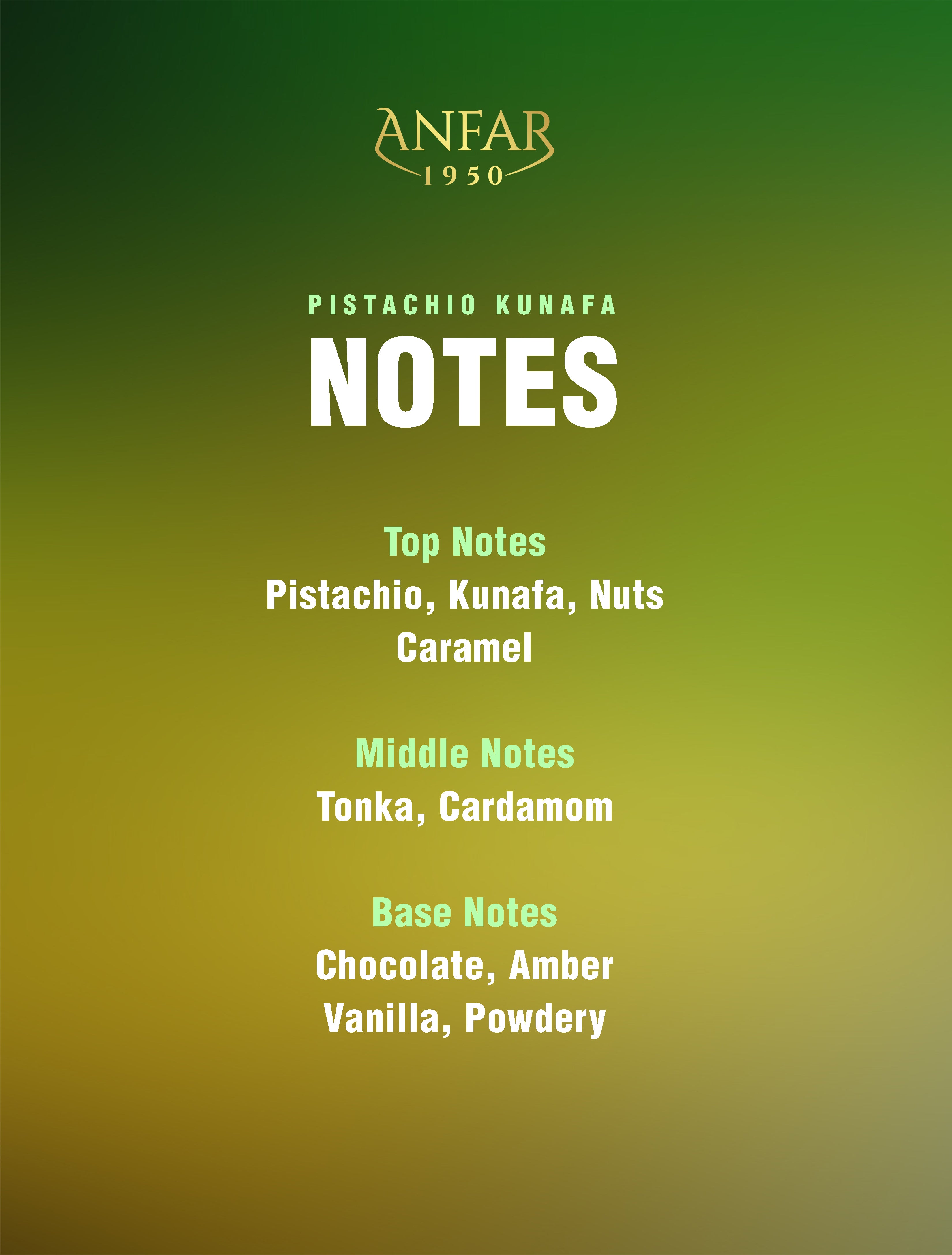 ANFAR 1950 PISTACHIO KUNAFA DUBAI CHOCOLATE PERFUME