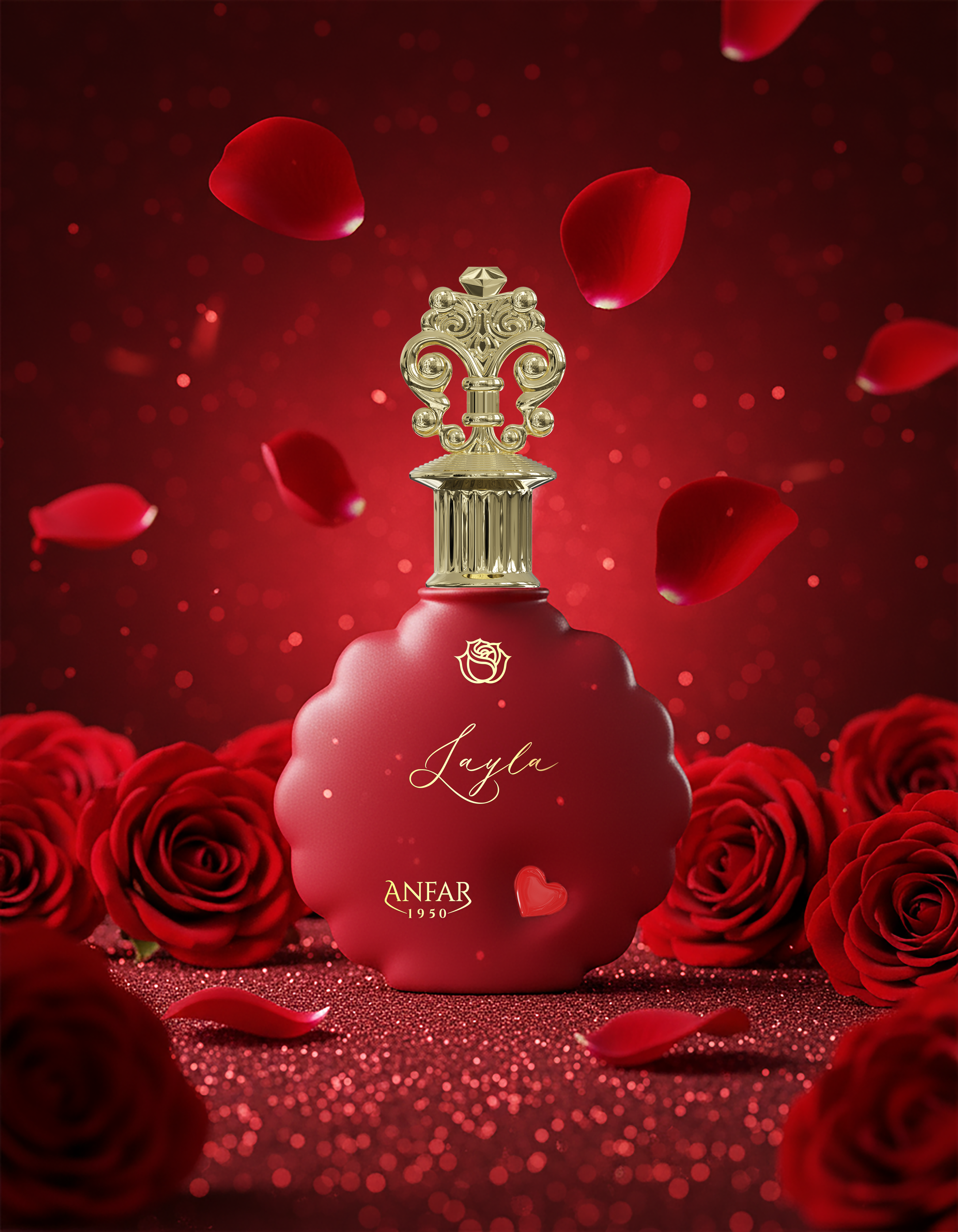 ANFAR 1950 Layla Gift Set – With Preserved Red Rose & “I Love You” Necklace