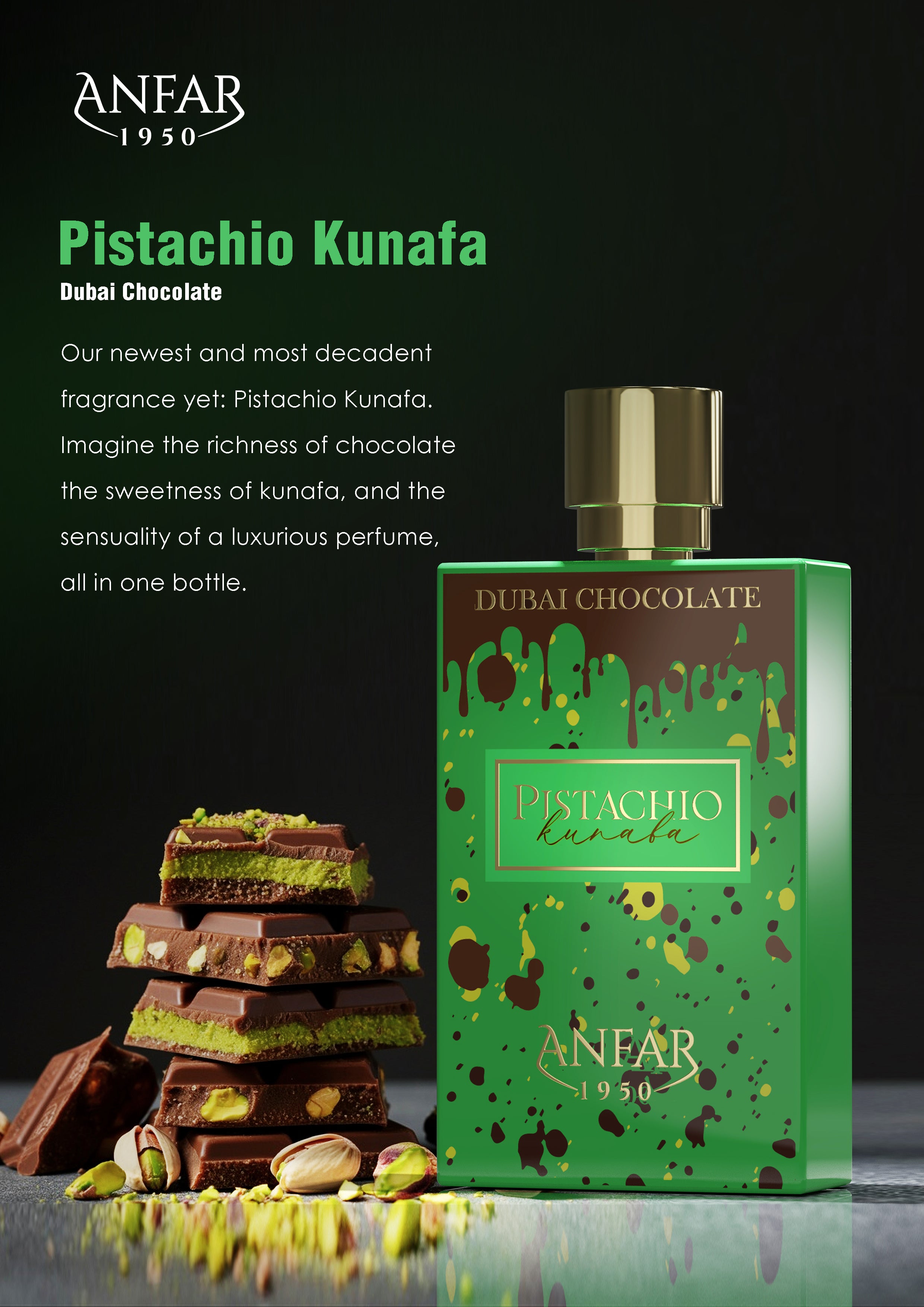 ANFAR 1950 PISTACHIO KUNAFA DUBAI CHOCOLATE PERFUME