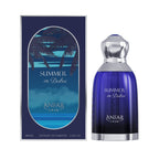 Anfar 1950 Summer in Dubai perfume bottle and packaging on a white background