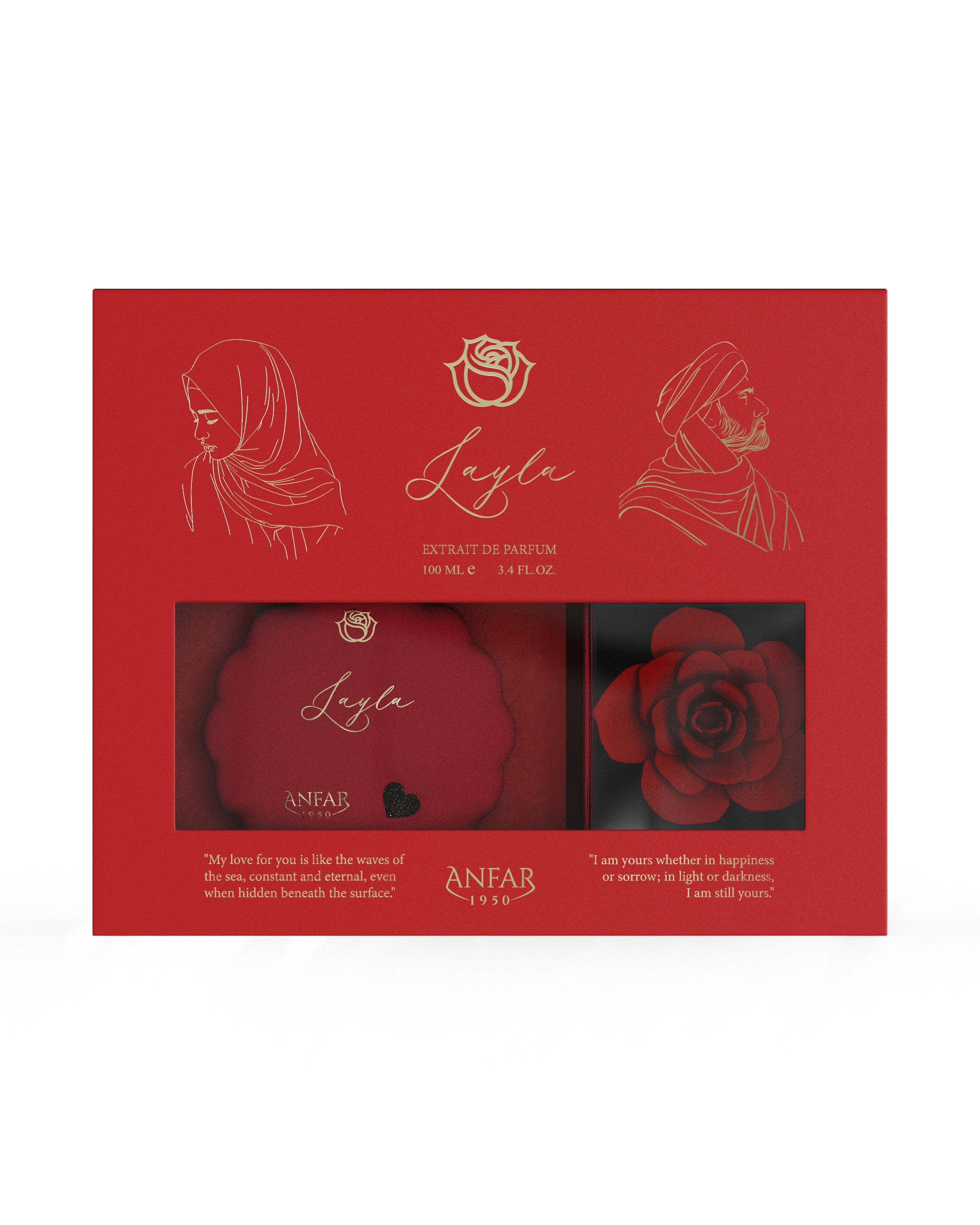 ANFAR 1950 Layla Gift Set – With Preserved Red Rose & “I Love You” Necklace