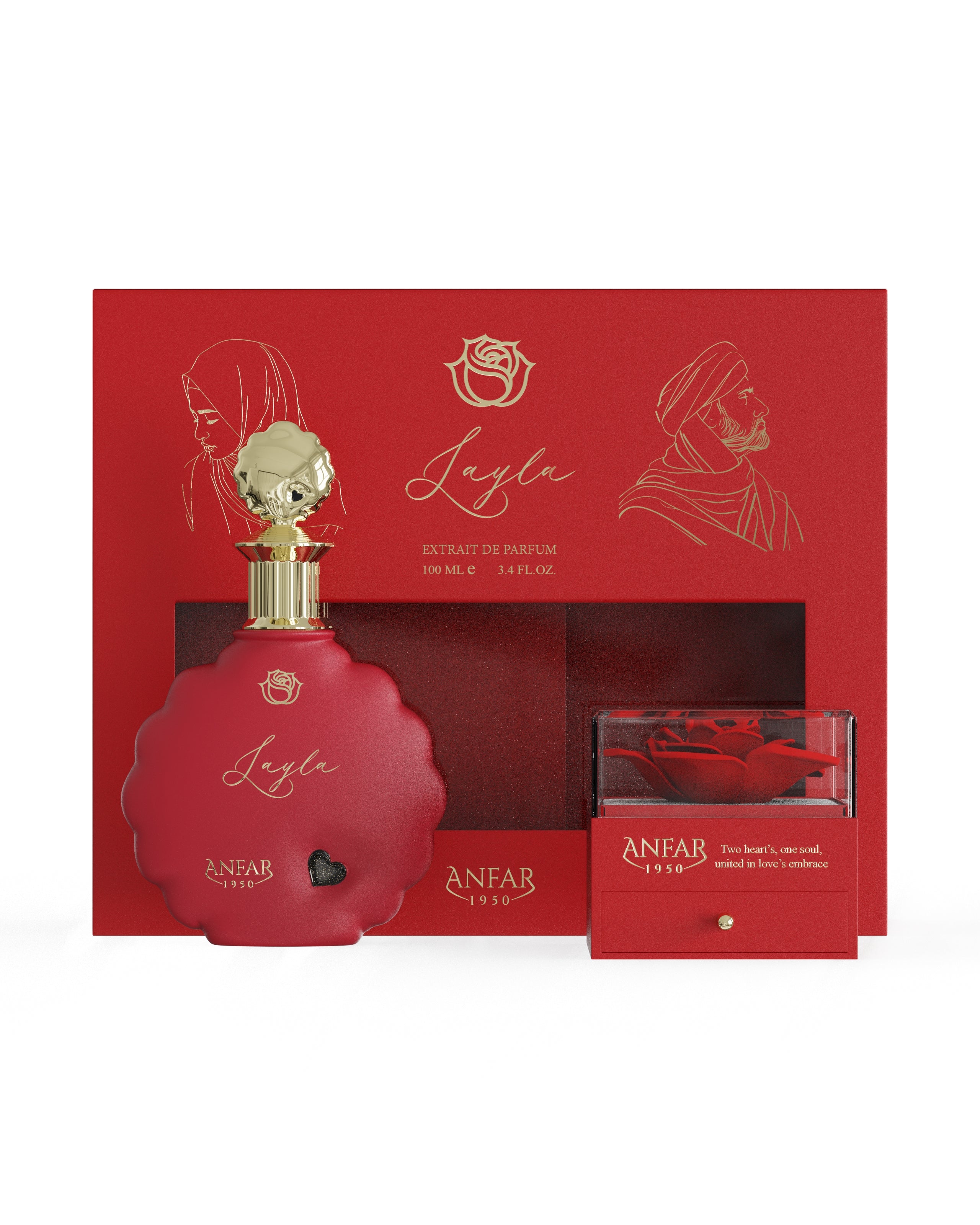 ANFAR 1950 Layla Gift Set – With Preserved Red Rose & “I Love You” Necklace